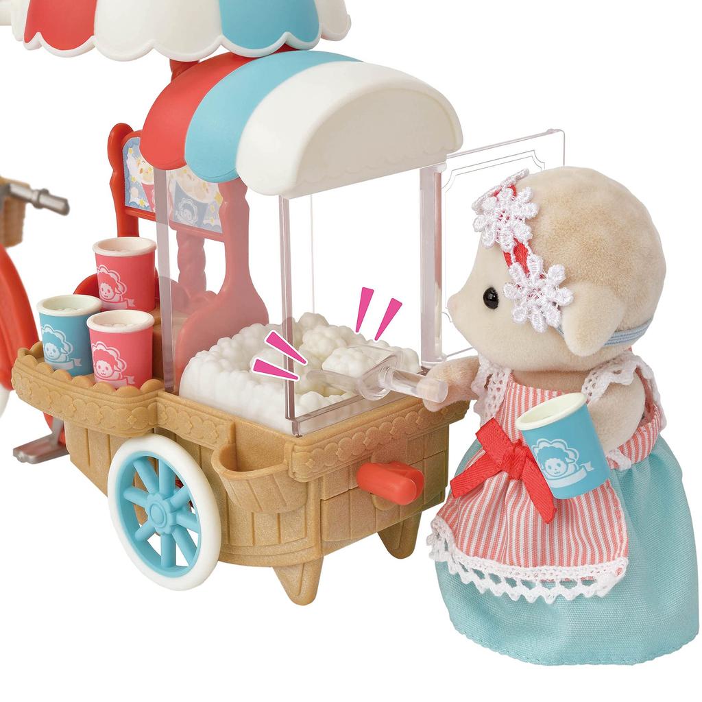Sylvanian Families Amusement Park Shop Popcorn ST Mark Certified Toy Dollhouse for Ages 3 and Sylvanian Epoch "Ponpon! Cycle" Mi-90 Up, Families,