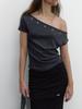Asula Eyelet One Shoulder T (Navy)
