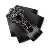 Silk Ribbon Bowtie Brooch Pin Mens Women Wedding Party Vintage Pretied Necktie Clip Crystal Bowknot Shirt Collar Tie