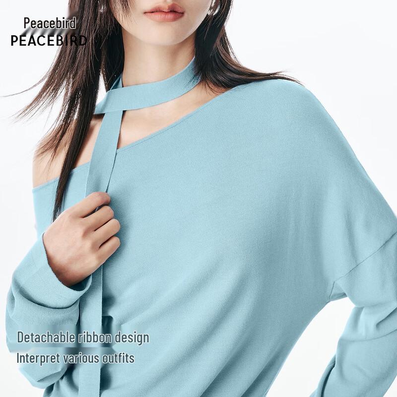 PEACEBIRD Women's Off-Shoulder Knit Sweater with Ribbon