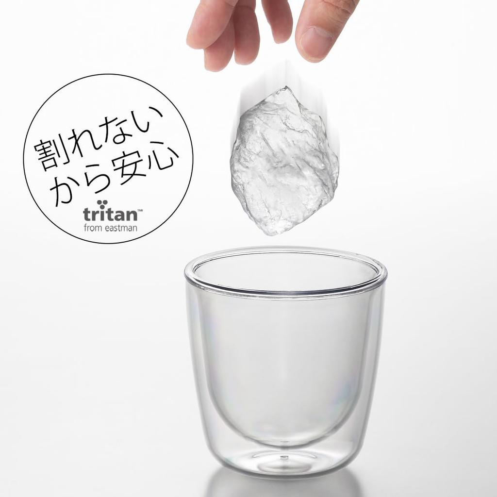 Akebono Sangyo Unbreakable Double-Walled Glass, Wide, 200ml, TW-3780