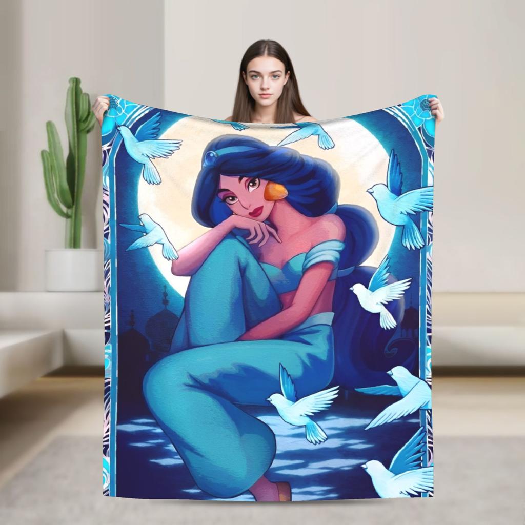 Aladdin Jasmine Cartoon Blanket Warm Fluffy Plush Throw Blanket For Couch Bed Decorative Flannel Bedspread Bed Cover