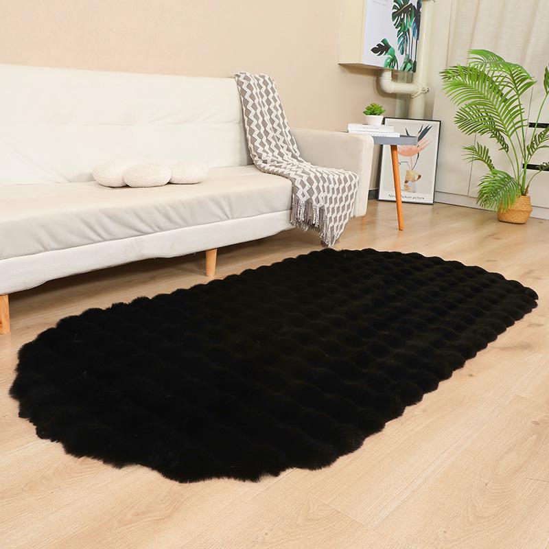 Krémová bublinková plyšová podložka z umělé králičí srsti: Deku do ložnice, obývacího pokoje, na pohovku nebo do arkýřového okna.