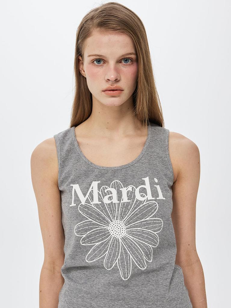 [mardimercredi] TANK SCOOP NECK FLOWERMARDI_GREY WHITE
