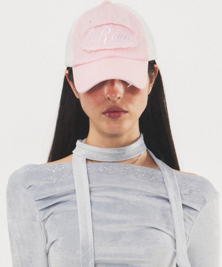 RAWMANTICS Vintage Scratch Wash Two-Tone Cap Pink