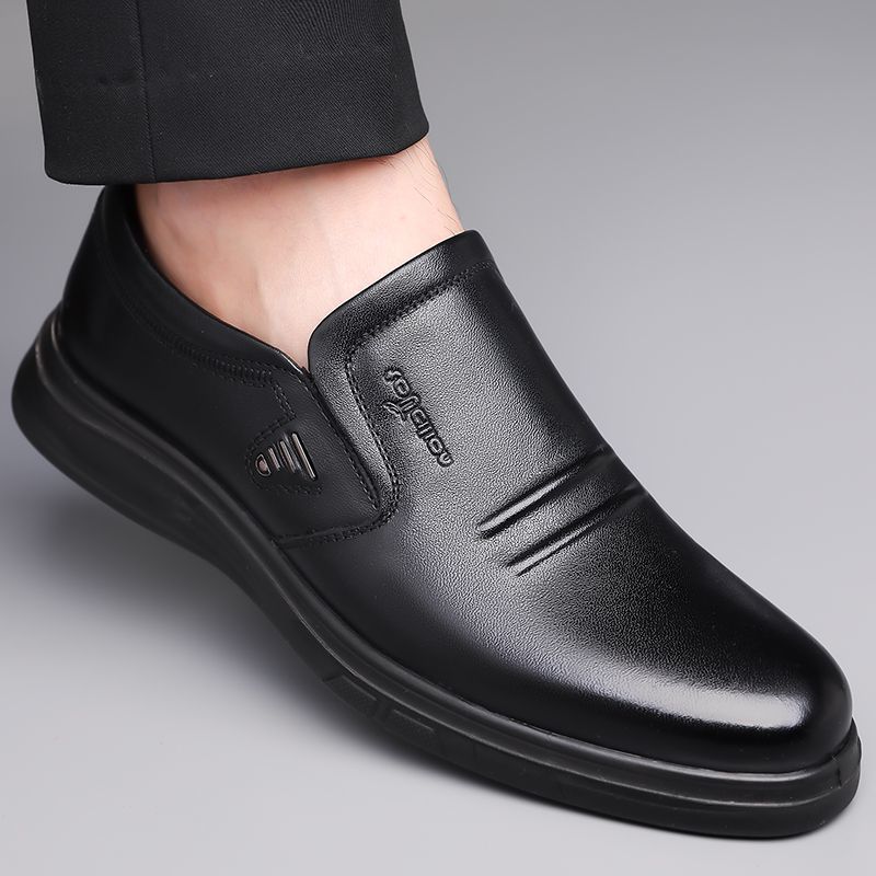 

Hy woodpecker leather shoes men s spring and autumn new first-layer cowhide business casual shoes non-slip one-pedal loafers 38