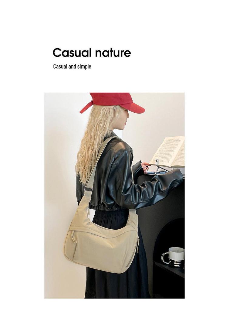 Women's Versatile Nylon Crossbody Bag – Large Capacity, Stylish Single Shoulder Commuting Bag.