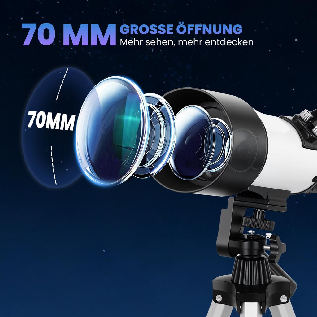 Astronomy Telescope for Adults and Beginners with 70 mm Aperture, Carry Bag, White