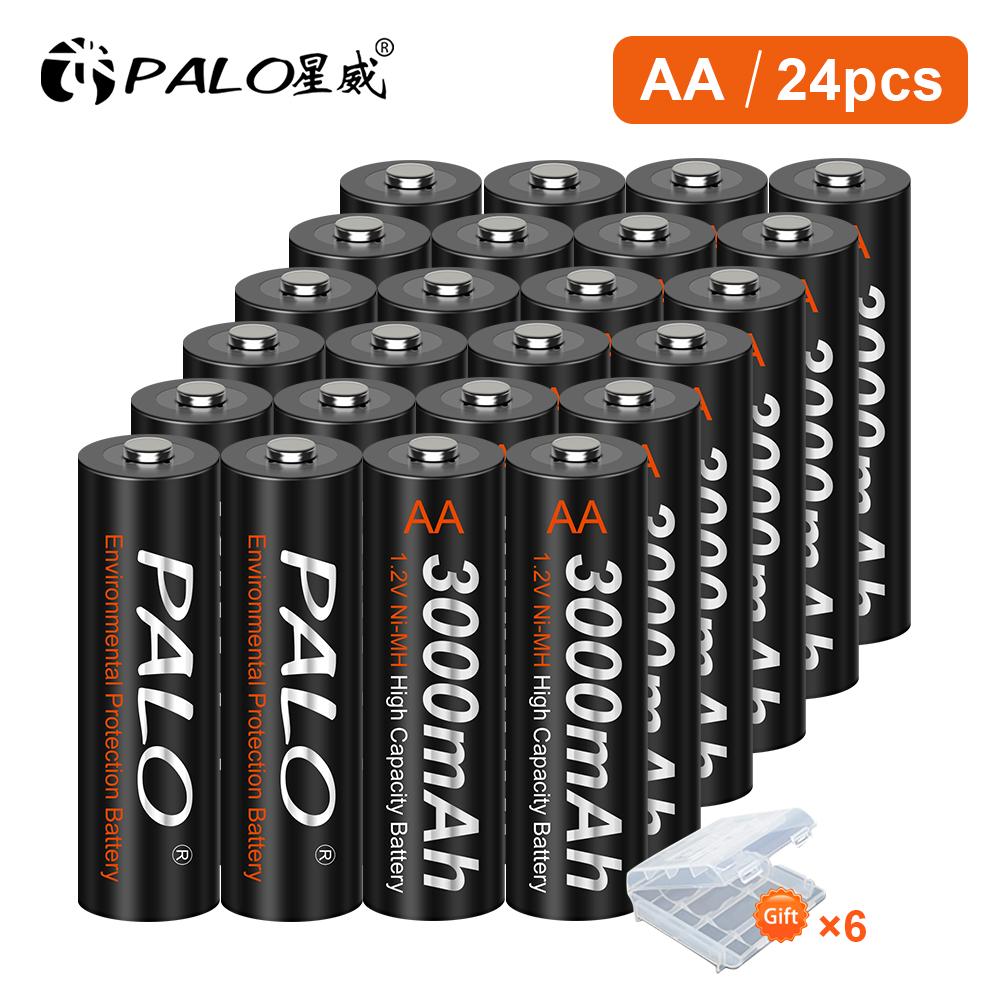 PALO AA Rechargeable Battery AA NiMH 3000mAh 1.2V Ni-MH AA 2A Battery Low Self Discharge AA Batteries For Toys Camera Wireless