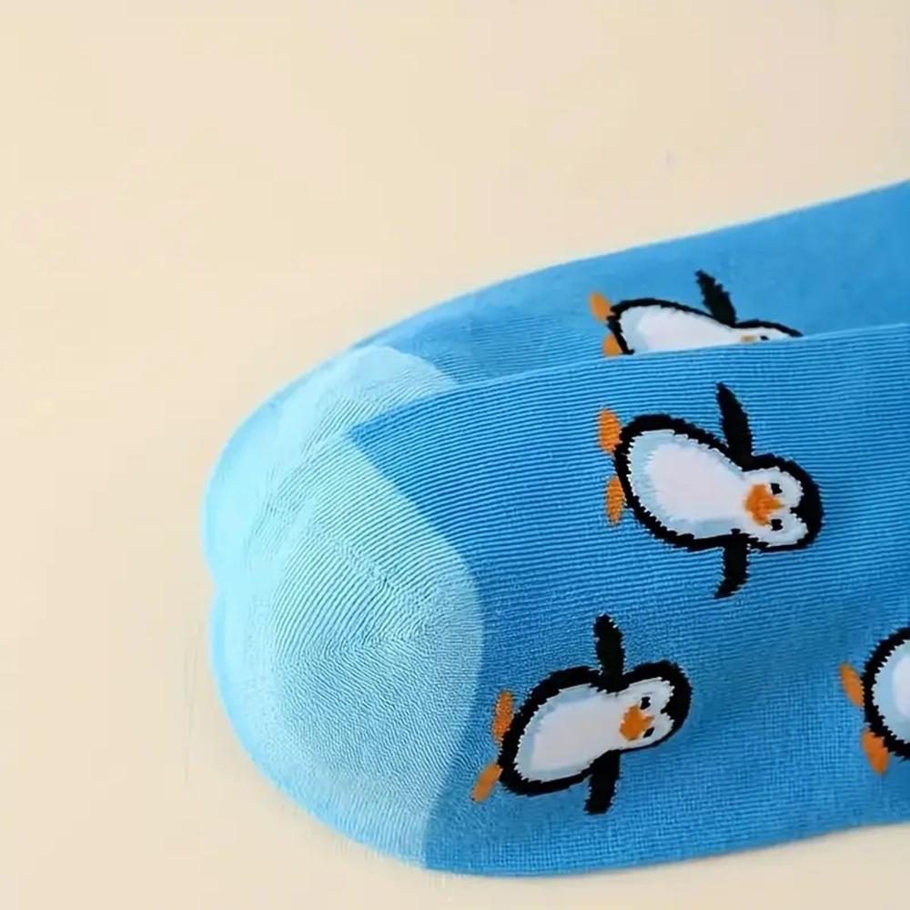 1 Pair Cartoon Penguin Women Mid Tube Socks Fashionable Versatile Cute Animal Print Street Style Comfortable Soft Casual Socks