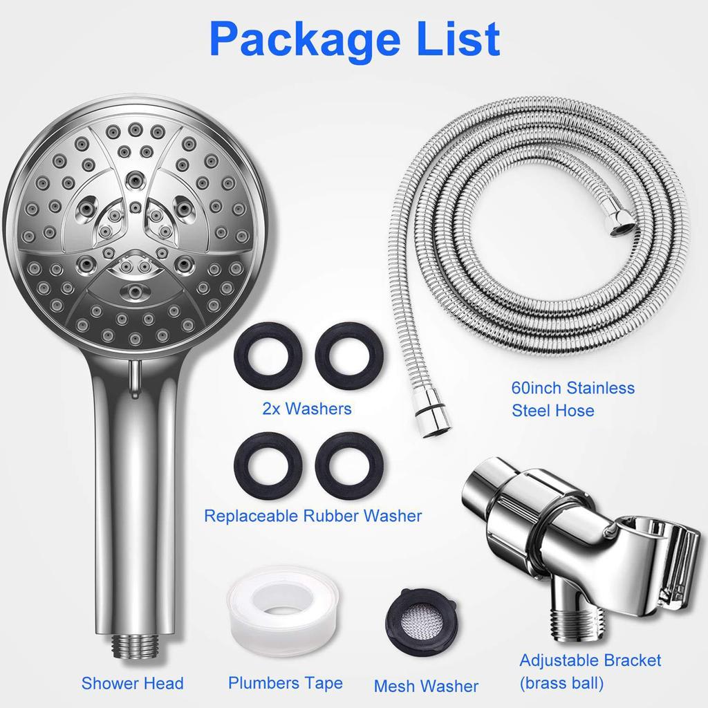 High Pressure Shower Head Water-saving 7 Water Modes Shower Nozzle (A)