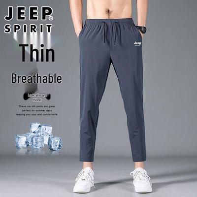 JEEP SPIRIT Men's Summer Ice Silk Straight-Leg Pants