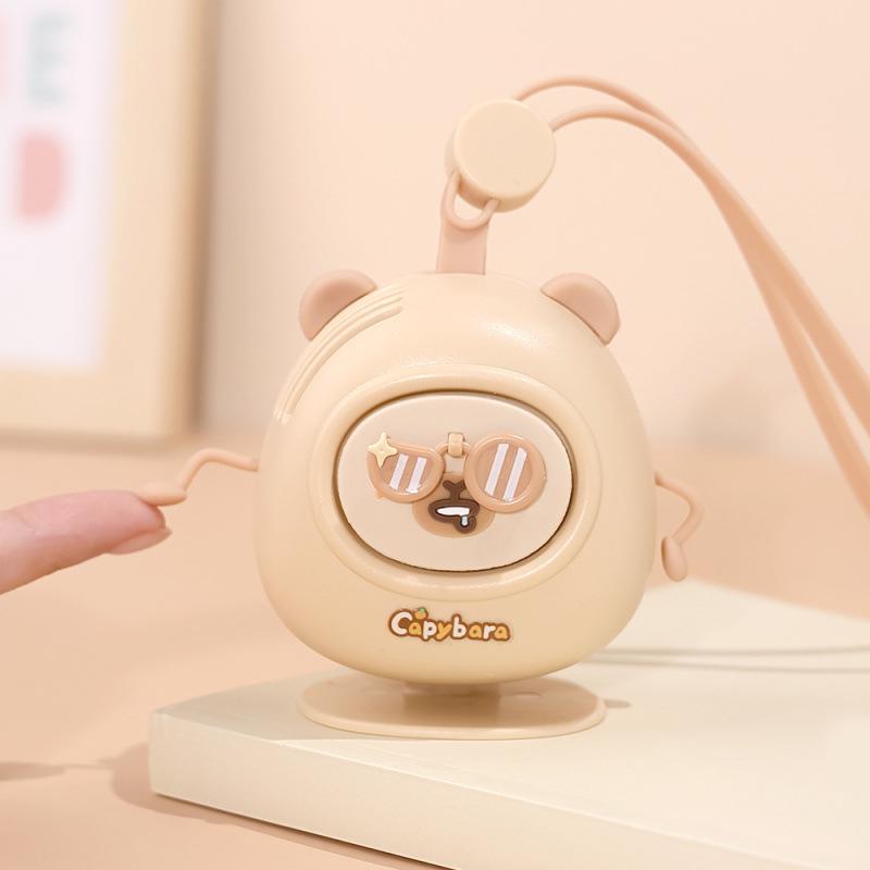Capybara USB Rechargeable Leafless Small Hanging Neck Fan for Kids 80x55x68mm