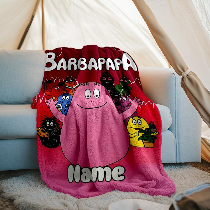 Personalized Custom Name Blanket - Barbapapa Print Design,Blanket for Sofa,Bed,Travel,Camping - Soft and Warm, Great Gift