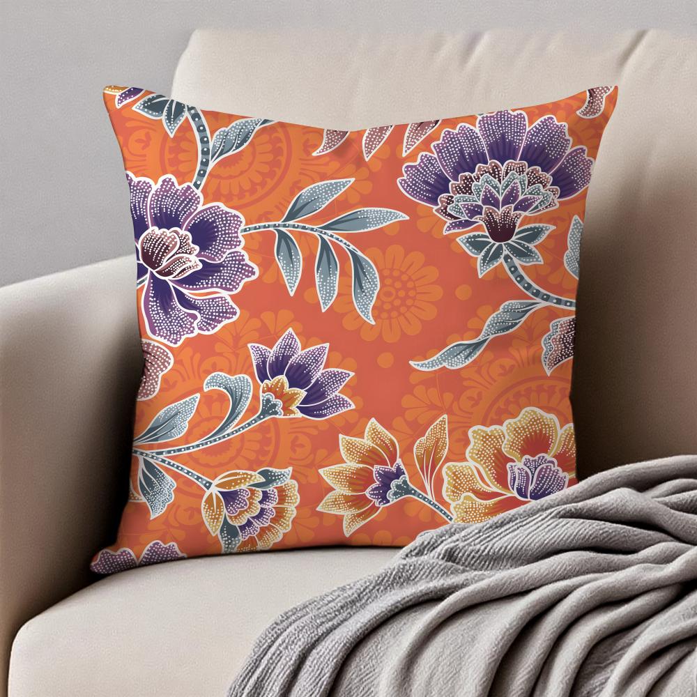 Creative Abstract Art Indonesia Batik Cushion Cover Pillowcase Antidustmite Invisible Zipper Short Plush Sofa Cushion