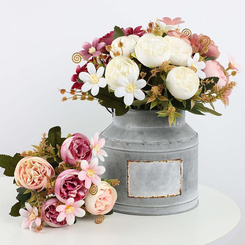 1 ks Plastová narozeninová imitace růže květina Garaden Falešná květinová kytice Domácí dekorativní Hedvábná svatební párty Umělá pivoňka