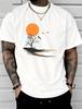 1pc Unisex Sunset Tree Print White Tshirt Crew Neck Casual Cotton Tee Medium Stretch Knit Fabric Regular Fit For Boys Unisex Perfect