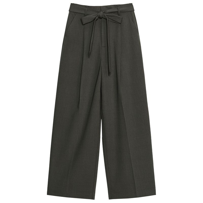 

Zaprha 2025 Autumn New Women Loose with Bow Belt Pleated High Waist Casual Trousers 4391511 Green L