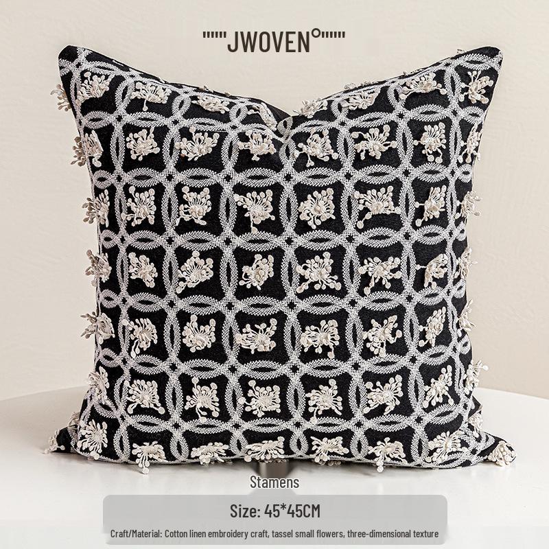 

Modern French Black & Beige Cushion Set - Light Luxury Sofa & Bed Throw Pillows Cover Only