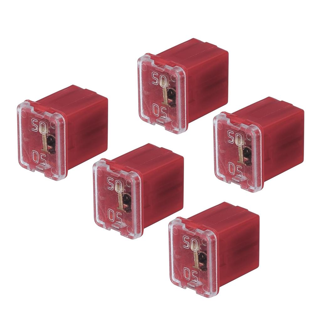 uxcell Car Cartridge Fuse 48V 50A Female Terminal J Case Box Low Profile for Car Traffic Red 5 Pcs