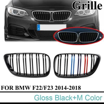 For BMW 2 Series F22 F23 F87 M2 Car Front Kidney Grille Racing Grill Gloss Black Grills 14-19 Carbon Fiber ABS Grilles