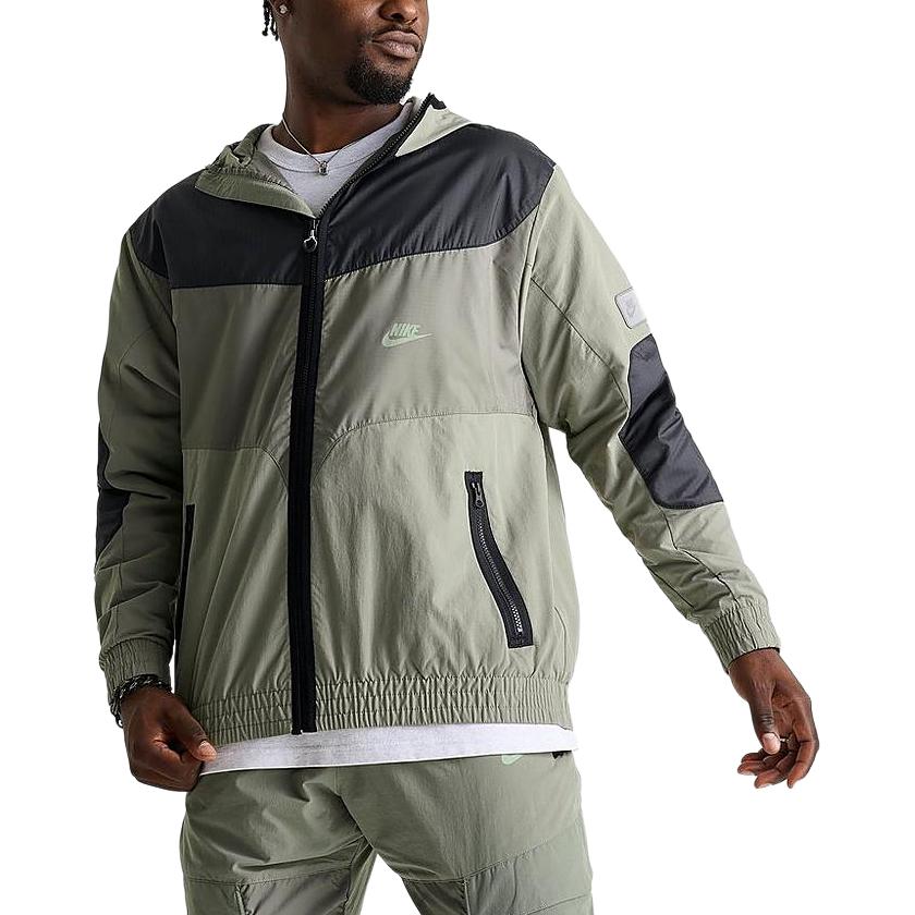 

Nike Куртка с цветным логотипом и капюшоном на молнии с длинным рукавом, мужские куртки серо-зеленого цвета HF6600-053 M