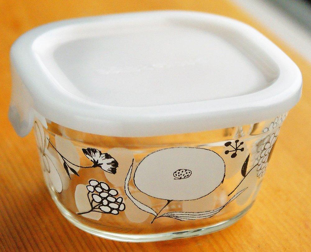 iwaki Shinji Kato BLOMMA Square SS 200ml Heat-Resistant Glass Storage Container, Pack & Microwave B3200-SND1