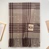Double-sided plaid knitted fringed scarf women's autumn and winter new versatile thickened warm scarf student outer shawl