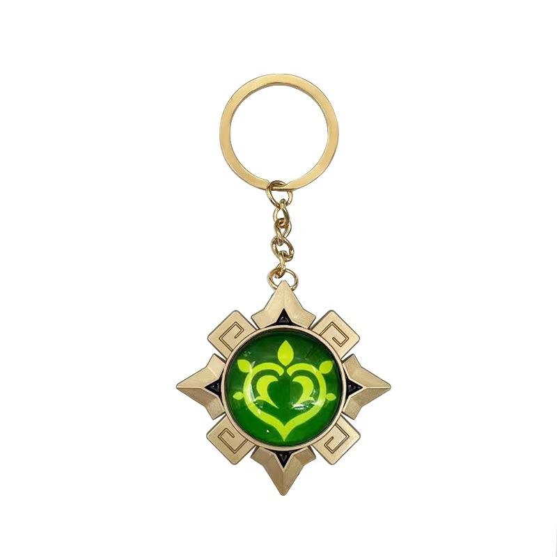 New Teyvat Vision Fontaine Water God Focalors Lyney and Lynette Keychain Luminous 7 Element Eye Of God Toy KeyRing