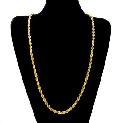 Y2k 18K Gold Necklace 3MM Twisted Rope Twist Electroplating Chain for Men Women Wedding Jewelry Gifts