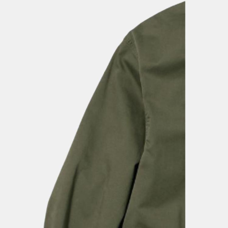 UNIQLO Solid Color Straight Collar Long Sleeve Shirt Men shirts Dark-Olive 451749-57