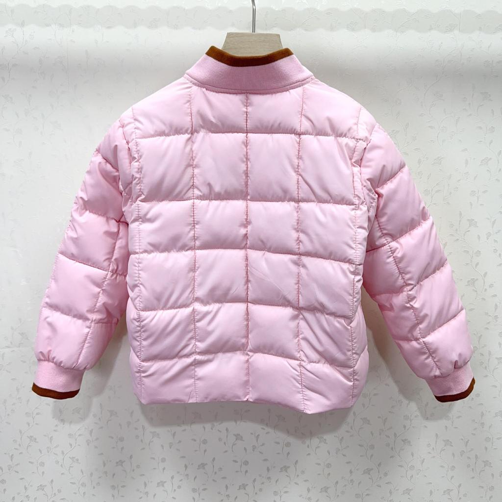 Girls' Pink Korean-Style Winter Baseball Jacket - Cotton Padded, Lightweight, Thick Kids' Coat.