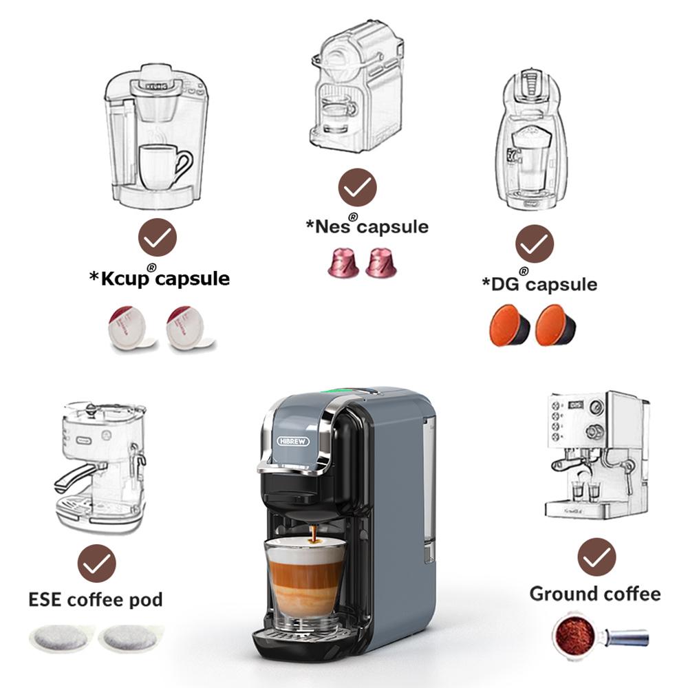 HiBREW H2B 5 In 1 Multi-Capsule Cold & Hot Coffee Maker (Gray)