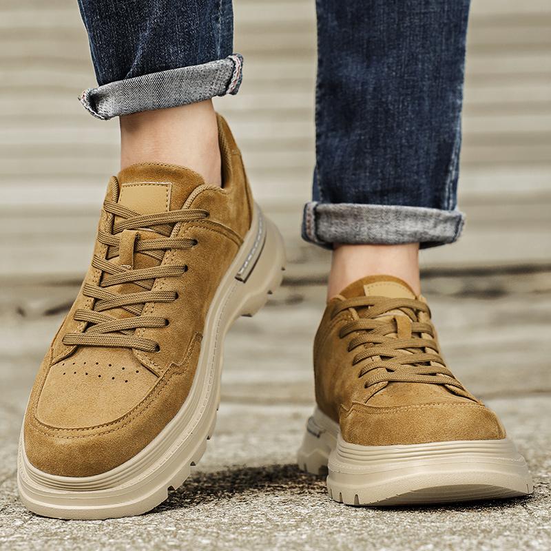 Men's Casual Shoes Retro Suede Leather Sneakers Comfortable Non - slip Thick - soled Fashion Trend Daily Wear Shoes for Walking