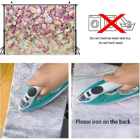 7x5ft Pink Rose Floral Flower Wall Backdrop Girls Wedding Birthday Bridal Shower Kids Portrait Background Photoshoot Cake Table Tea Party Photoshoot