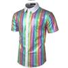 2025 Men'S Formal Dress Shirt Sequin Button Up Shirt Cosplay Costume Lapel Shiny T-Shirt Shirt