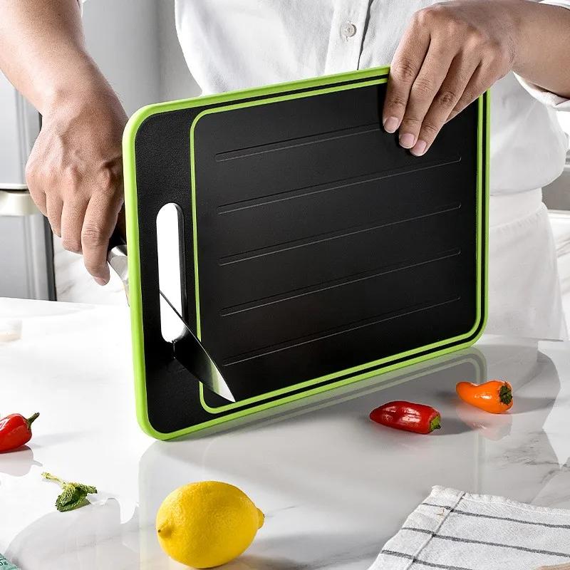 Multifunctional Cutting Board with Knife Sharpener & Garlic Grater  Dual-Side Non-Slip Aluminum Alloy Chopping Board for Kitchen
