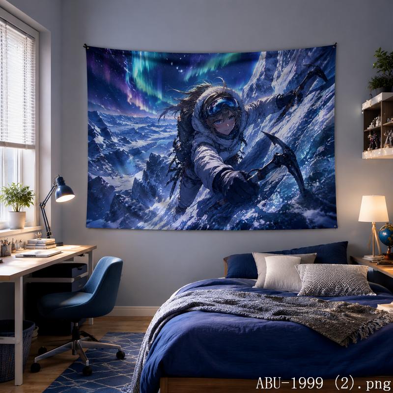 Cool Blue Galaxy Anime Girl Aesthetic Tapestry Fantasy Cartoon Wall Hanging Teen Dorm Bedroom Otaku Room Home Wall Decor