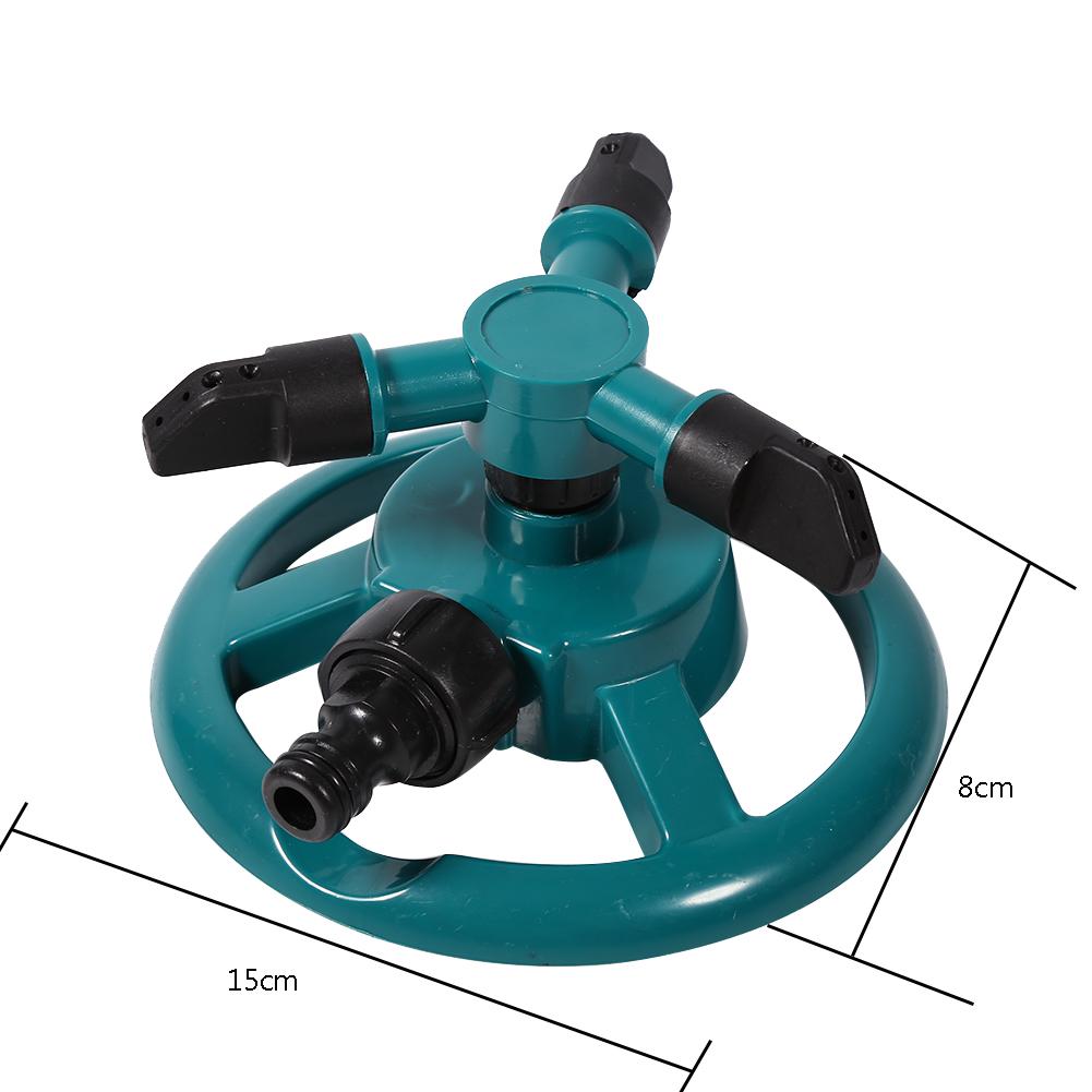 360 degrees Fully Circle Rotating Watering Sprinkler Irrigation System 3 Nozzle Pipe Hose for Garden