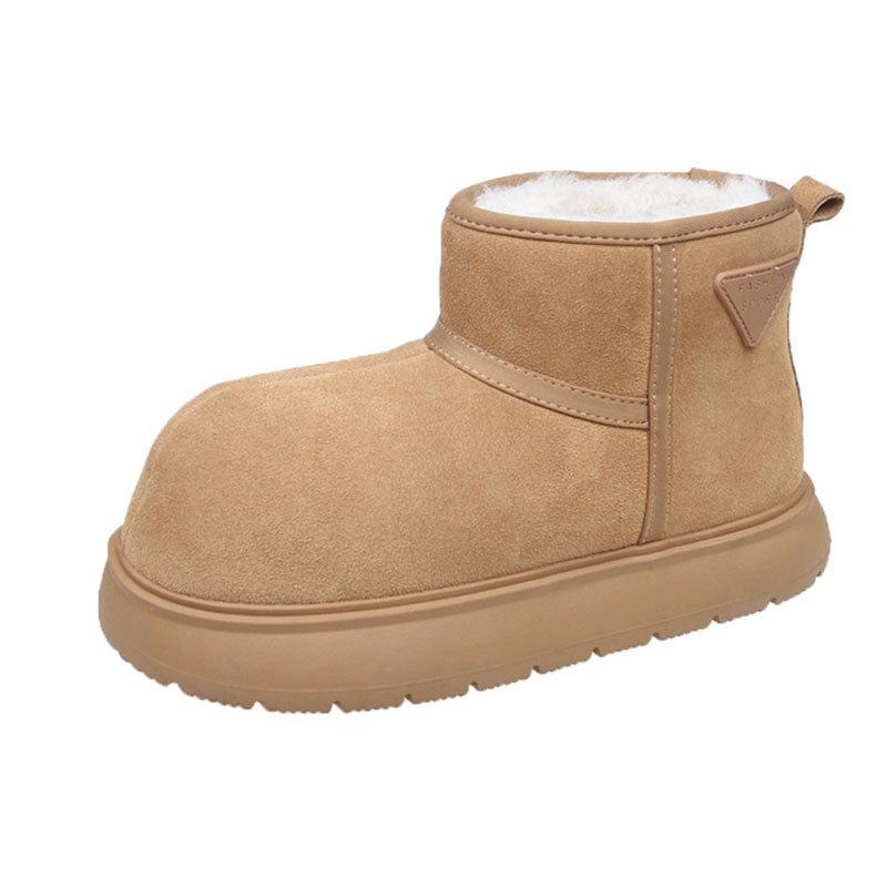 Outdoor velvet and thicker 2025 new winter warm thick-soled snow boots women's big head short boots Northeast cotton shoes
