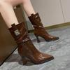 Huge good-looking pointed high-heeled short boots for women's autumn and winter new versatile stacking boots temperament thick heel thin boots
