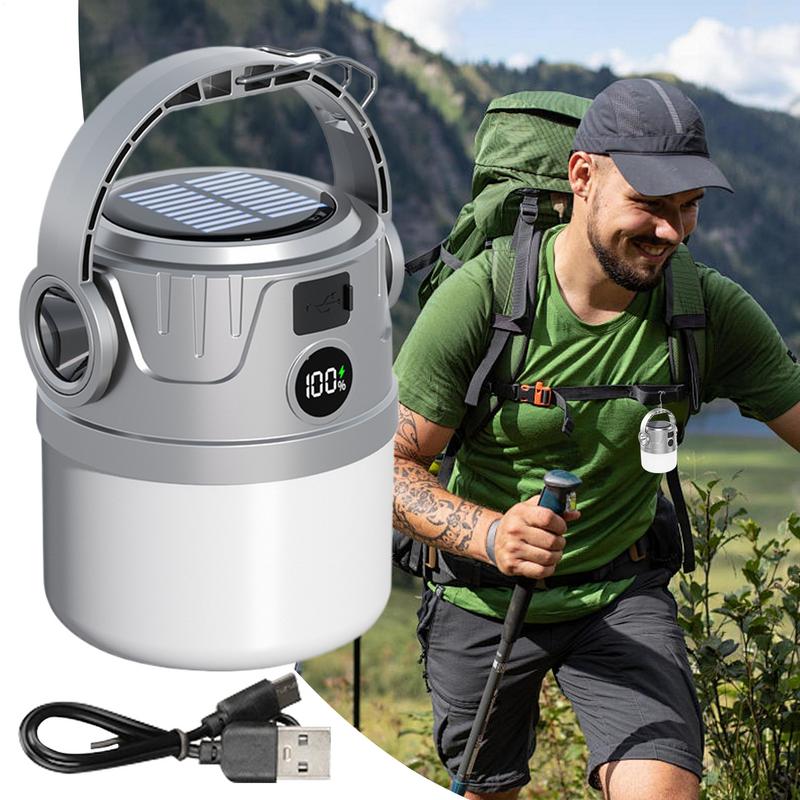 Solar Camping Light Waterproof USB Rechargeable LED Flashlight USB Rechargeable LED Flashlight Lightweight Camp Lamp For Hiking
