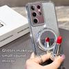 KEYSION Glitter Jewelled Magnetic Phone Case for Samsung Galaxy S22 Ultra S21+ Plus S20 FE Makeup Mirror Stand Shockproof Cover