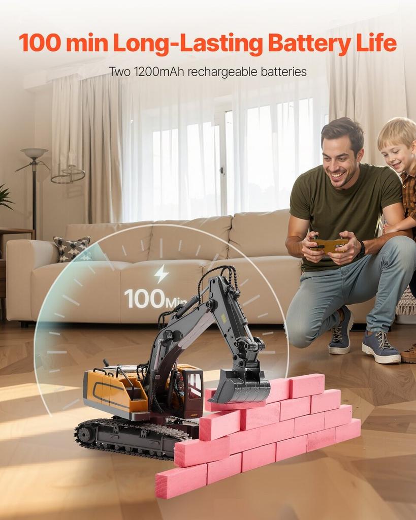 Remote Control Excavator Toy 11 Channel 1:20 Scale RC Excavator Digger