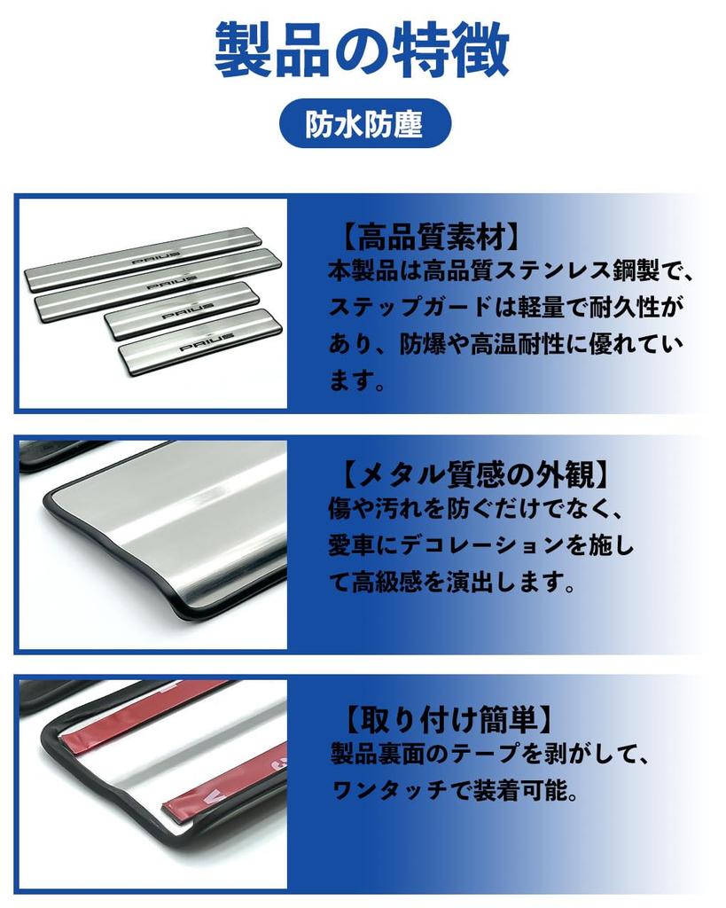 HUDIY Stainless Steel Side Step Guards for the New Prius 60 Series 2023 Scuff Luggage Step Door Scuff Set with Japanese Installation Instructions