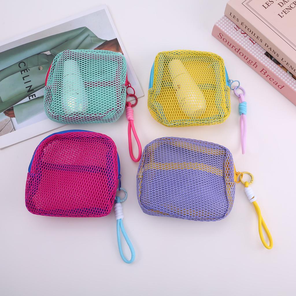 Big Colorful Mesh Makeup Bag for Travel Water-Resistant Cosmetic Organizer Pouch with Zipper for Toiletries Makeup Bag for Women