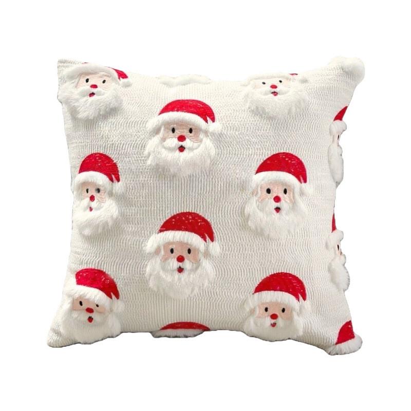 Christmas Santa Plush Cushion Cover With Cartoon Santa Claus Design For Holiday Home Decor