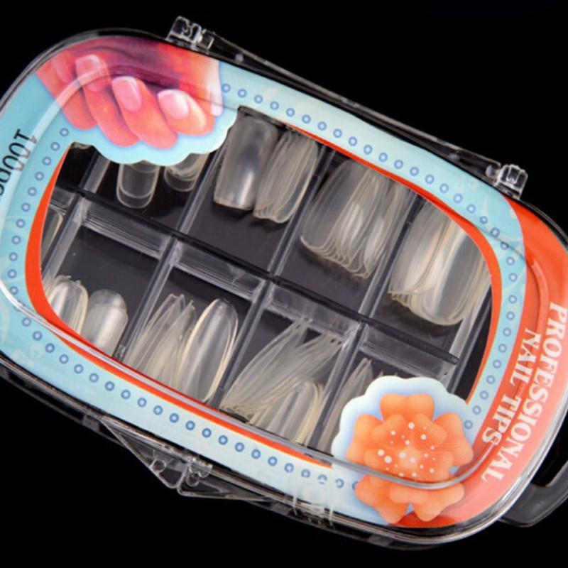 Buy 100pcs Short Oval Natural French Tips Full Cover Acrylic With Box ...