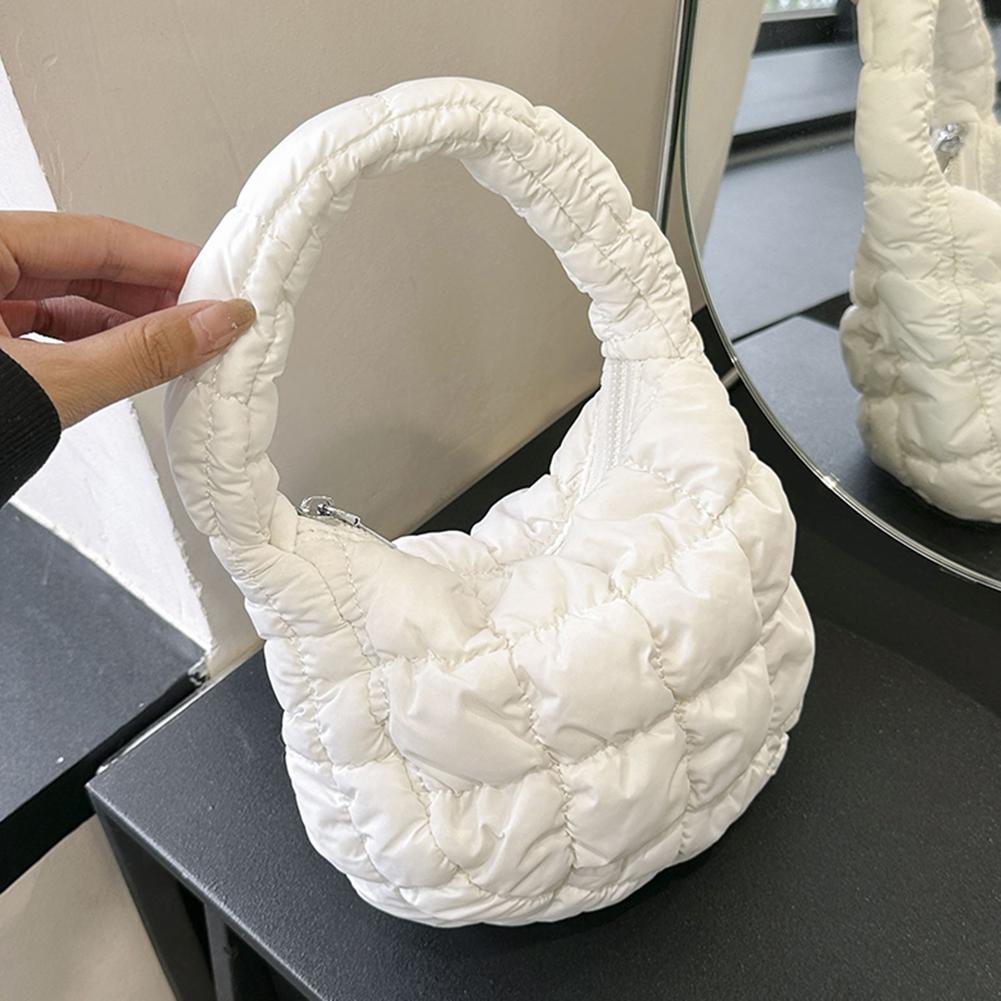 Mini-Plissee-Taschen mit Wolkenmuster für Damen, lässige, gesteppte Handtasche, gepolsterter Griff aus Nylon, luxuriöse, weiche, bauschige Tasche, Designer-Unterarmtasche