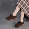Johnature Echte Leder Ballerinas Bequem Vielseitig Schnürschuhe Pendeln Retro Weichbesohlte Damenschuhe